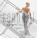 19-08-2004 Monique Collignon Couture, August 19, 2004.

[keywords]Model, Silver Dress, Stairs[/keywords]